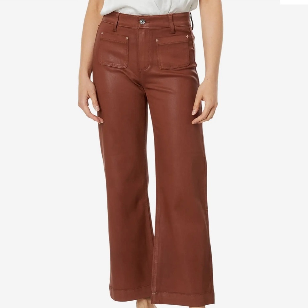 PAIGE Leenah Ankle Patch Pockets in Clay Sunset Luxe Coating Jeans